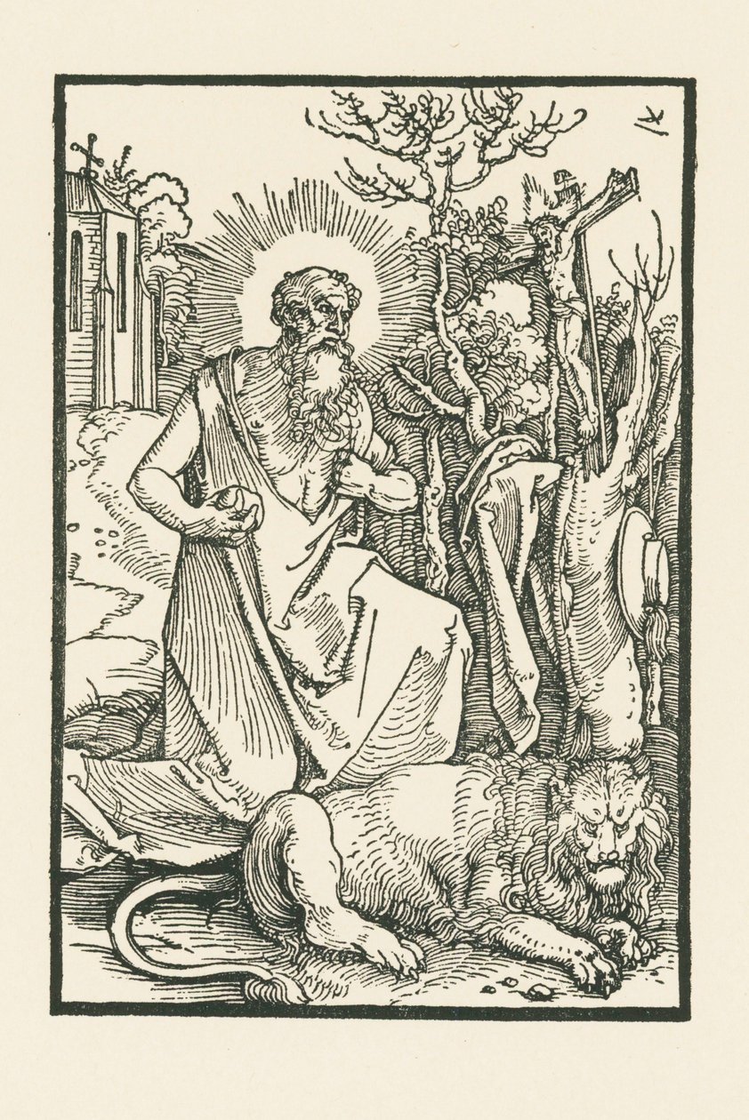 San Girolamo. Illustrazione a Lukas von Prag: Apologia. Stampata da Hieronymus Höltzel, Norimberga. da Albrecht Dürer or Duerer