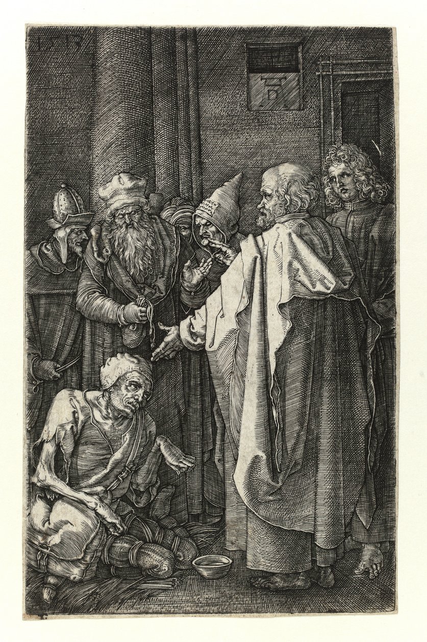 San Pietro e San Giovanni guariscono gli storpi alla porta del tempio da Albrecht Dürer