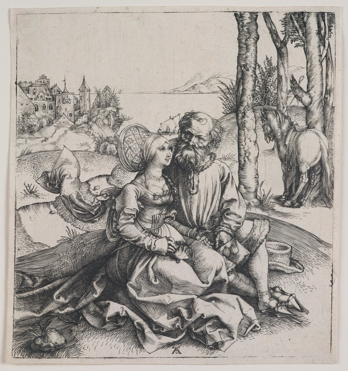La coppia male assortita, 1495 circa (incisione) da Albrecht Dürer or Duerer
