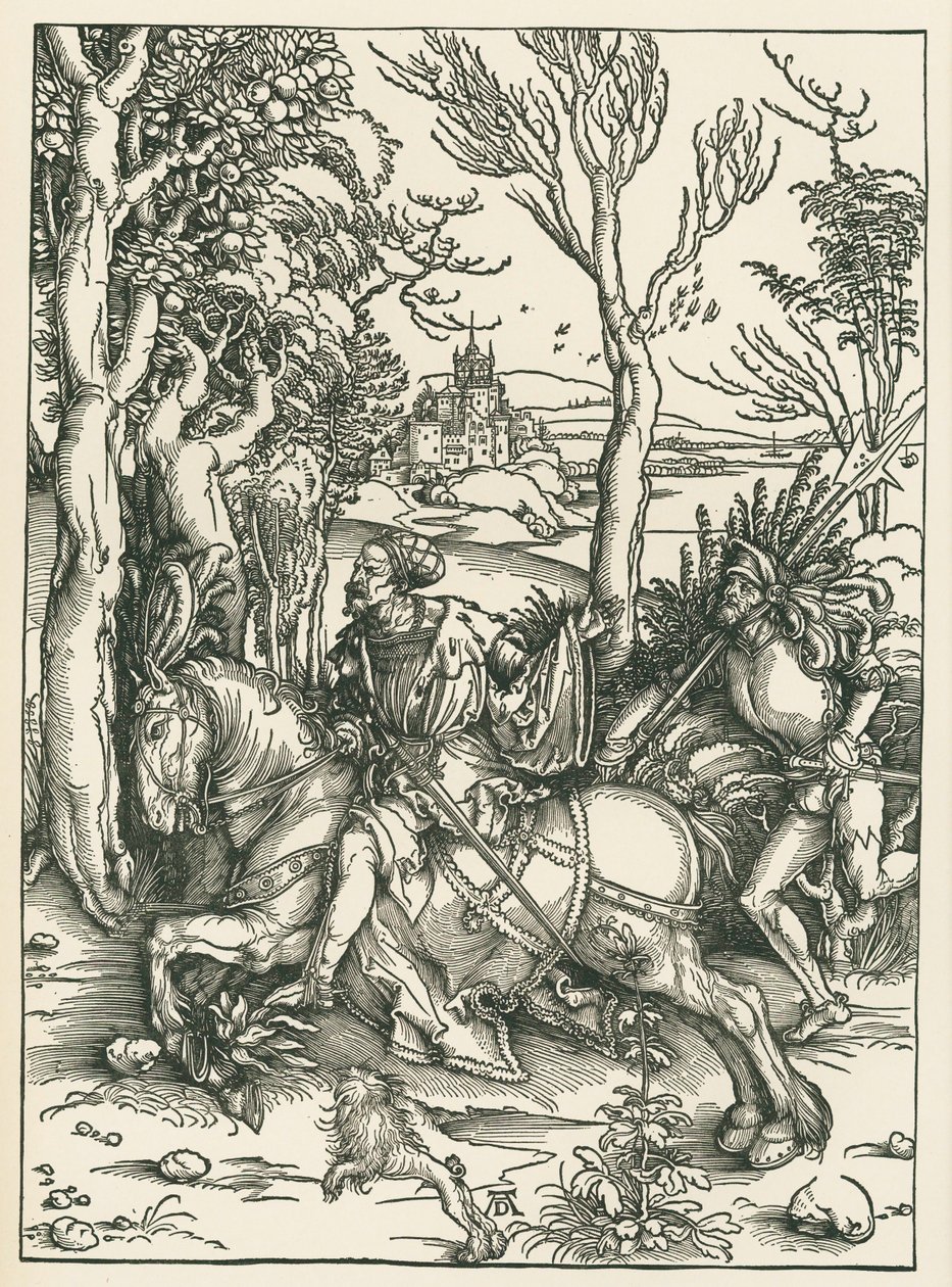 Il cavaliere e il lanzichenecco, 1496 circa (xilografia) da Albrecht Dürer or Duerer