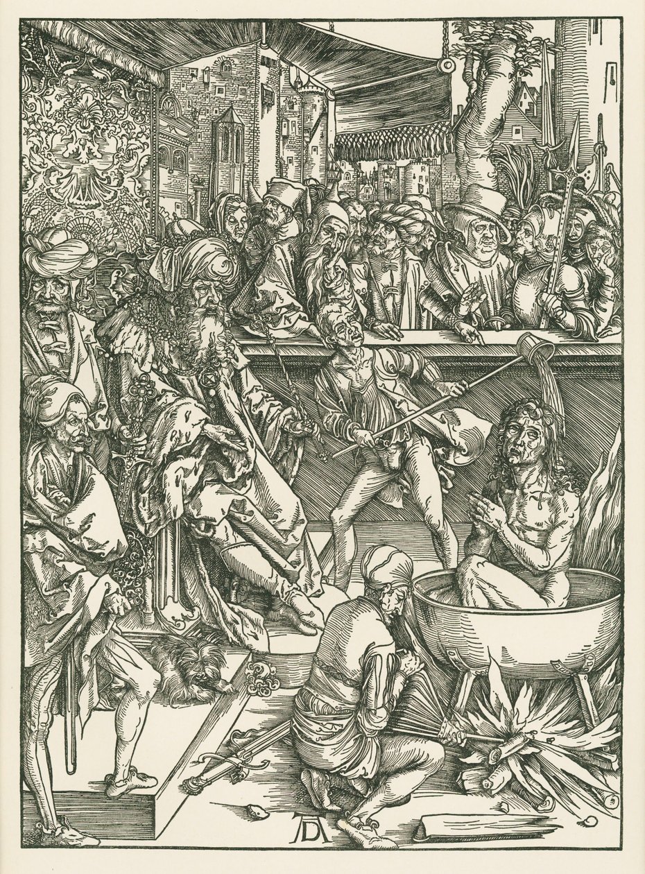 Il martirio di San Giovanni Evangelista, 1496-97 circa (xilografia) da Albrecht Dürer or Duerer