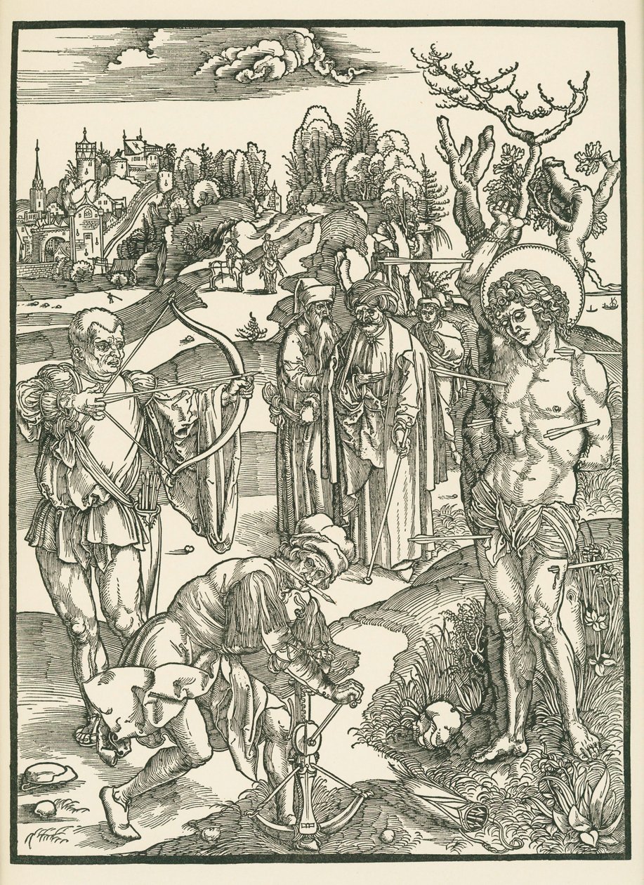 Il martirio di San Sebastiano, 1500 circa (xilografia) da Albrecht Dürer or Duerer