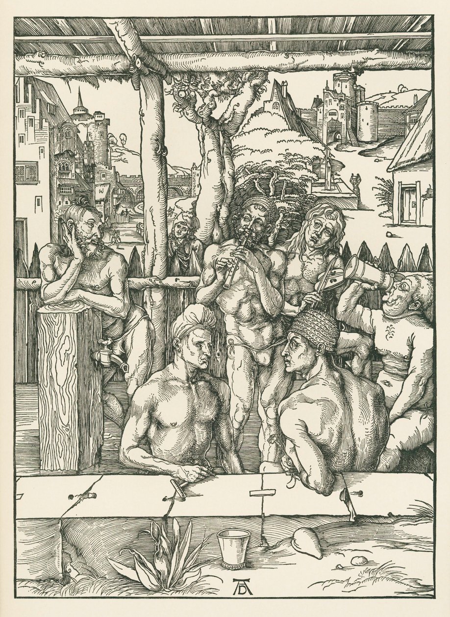 Il bagno degli uomini, 1496-97 circa (xilografia) da Albrecht Dürer or Duerer