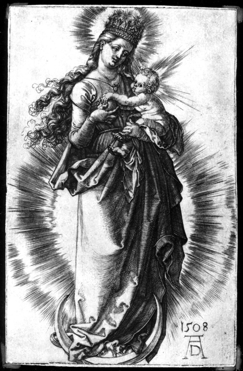 La Vergine e il Bambino su una Mezzaluna con una Corona Stellata da Albrecht Dürer