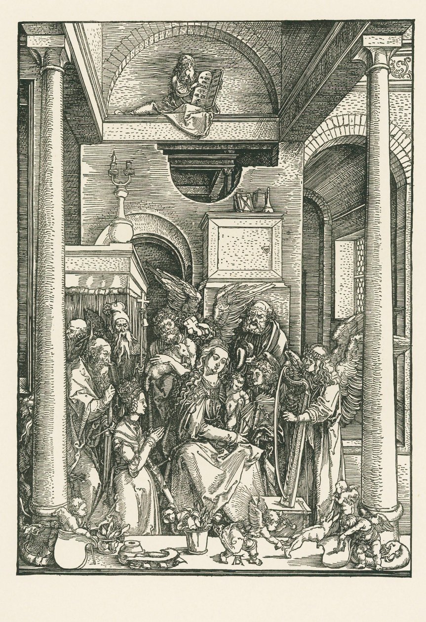 La Vergine adorata da angeli e santi, 1502 circa (xilografia) da Albrecht Dürer or Duerer