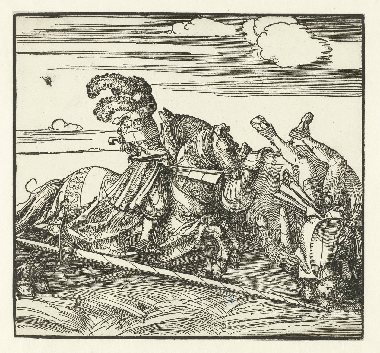 Due cavalieri che combattono a cavallo da Albrecht Dürer or Duerer
