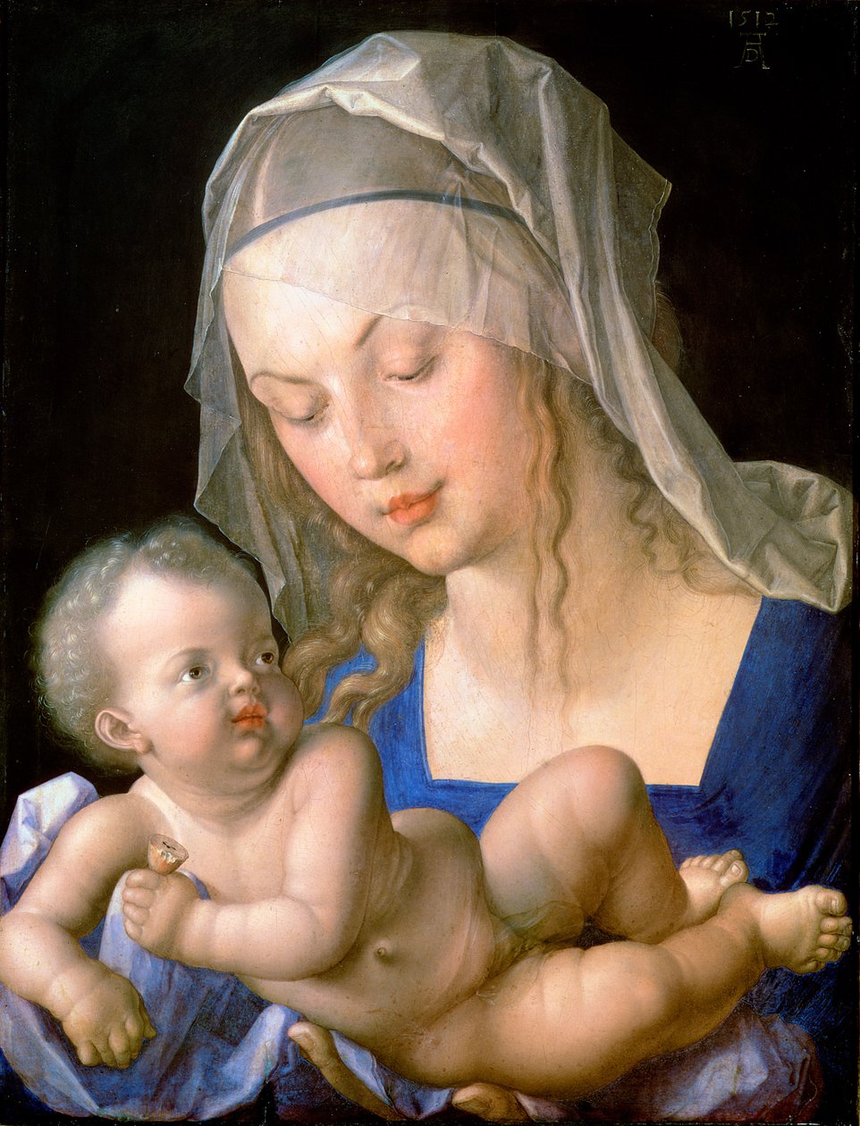 Vergine e bambino con una pera a metà mangiata da Albrecht Dürer