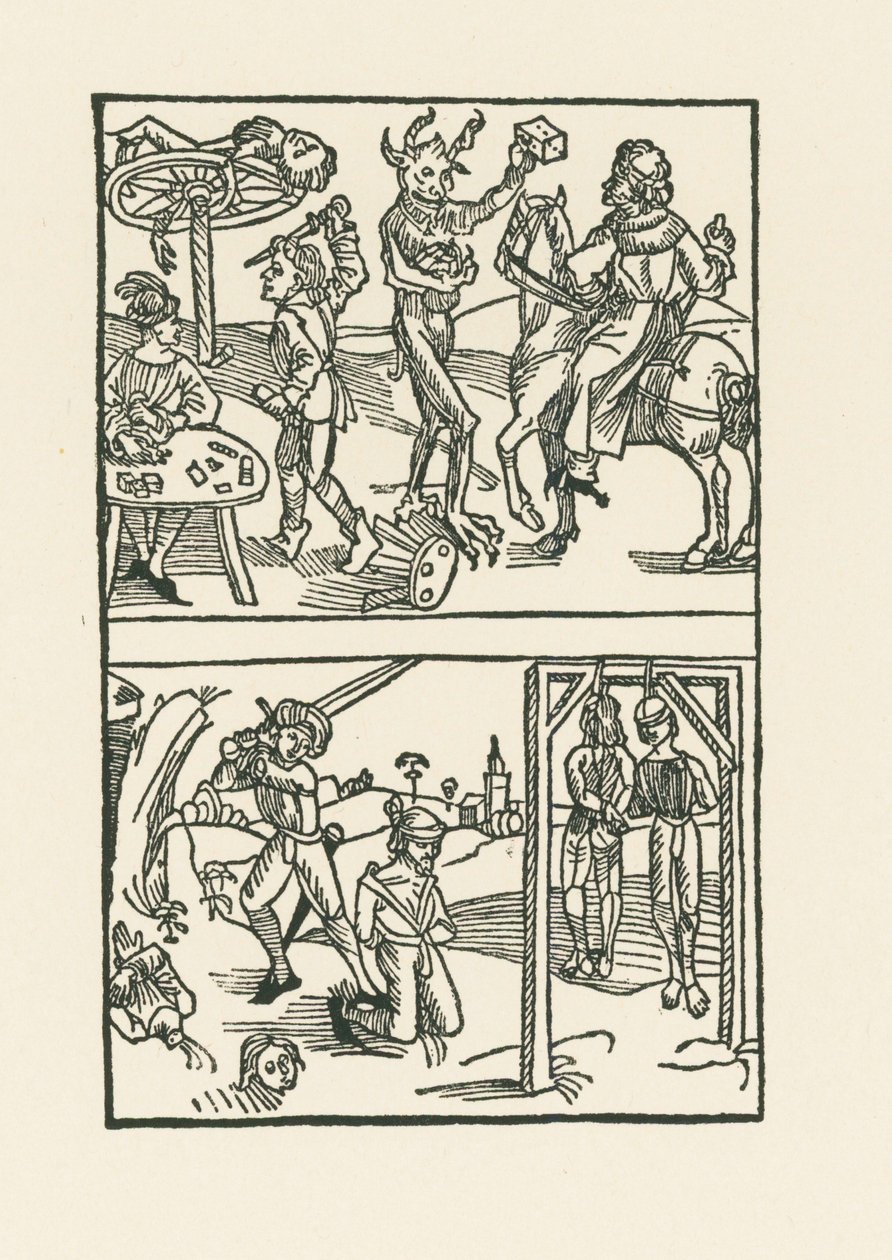 Xilografia a "Wie der Würffel auff ist Kumen" (Come il Würffel è morto) da Albrecht Dürer or Duerer