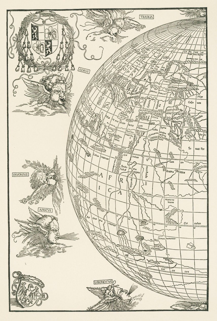 Mappa del mondo di Johannes Stabius da Albrecht Dürer or Duerer