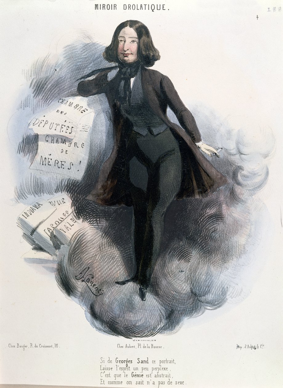 Caricatura di George Sand (1804-76) c.1848 da Alcide Joseph Lorentz