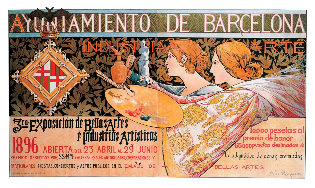 Manifesto per la terza Esposizione delle Belle Arti e delle Industrie Artistiche di Barcellona nel 1896 da Alejandro de Riquer