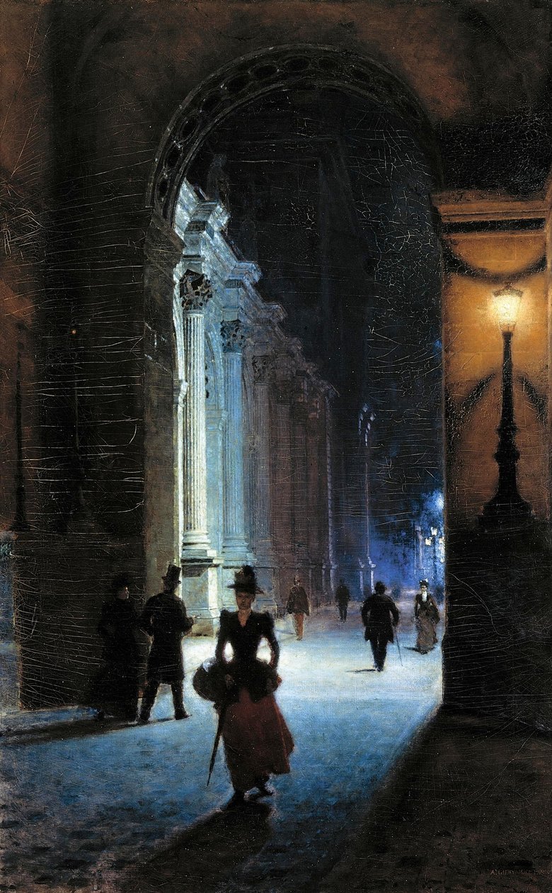 Il Louvre di notte da Aleksander Gierymski