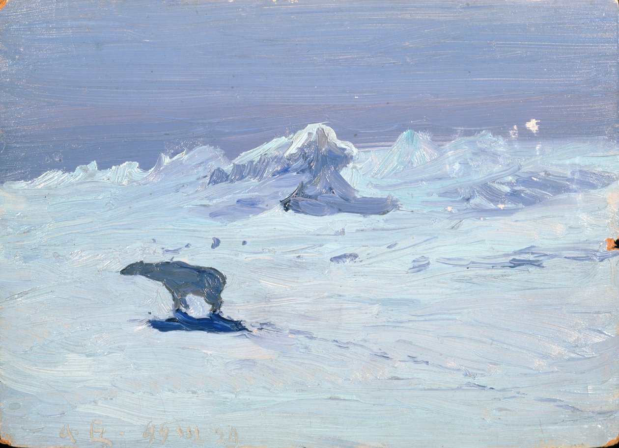 Un Orso Polare Caccia in una Notte di Luna, 1899 da Aleksandr Alekseevich Borisov