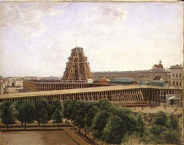Sollevamento della Colonna di Alessandro in Piazza del Palazzo da Aleksandr Gavrilovich Denisov