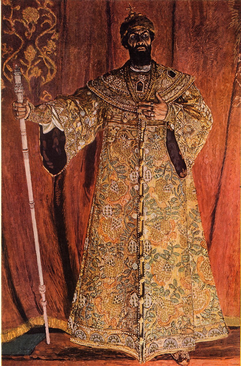 Ritratto di Fëdor Ivanov Šaljapin nel ruolo di Boris Godunov da Aleksandr Jakovlevic Golovin