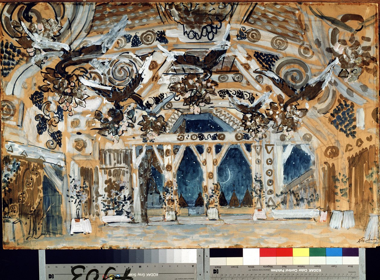 Scenografia per la pièce teatrale "La signora del mare" di H. Ibsen da Aleksandr Jakovlevic Golovin