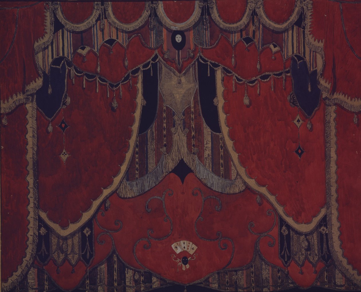 Progetto del sipario principale per la pièce teatrale Il Masquerade di M. Lermontov, 1917 da Aleksandr Jakovlevic Golovin