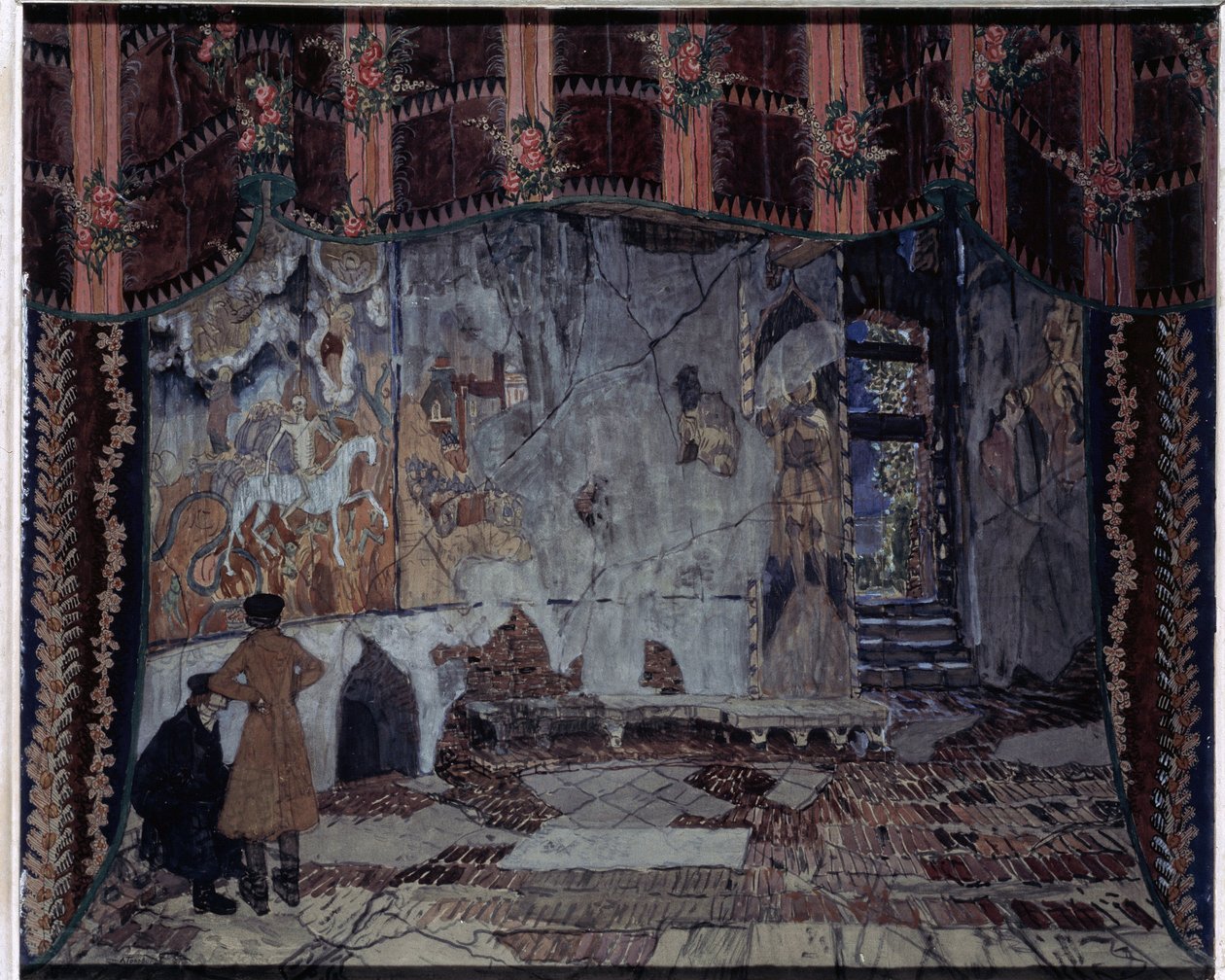 Progetto di scenografia per la pièce Il temporale di Aleksandr Ostrovskij da Aleksandr Jakovlevic Golovin