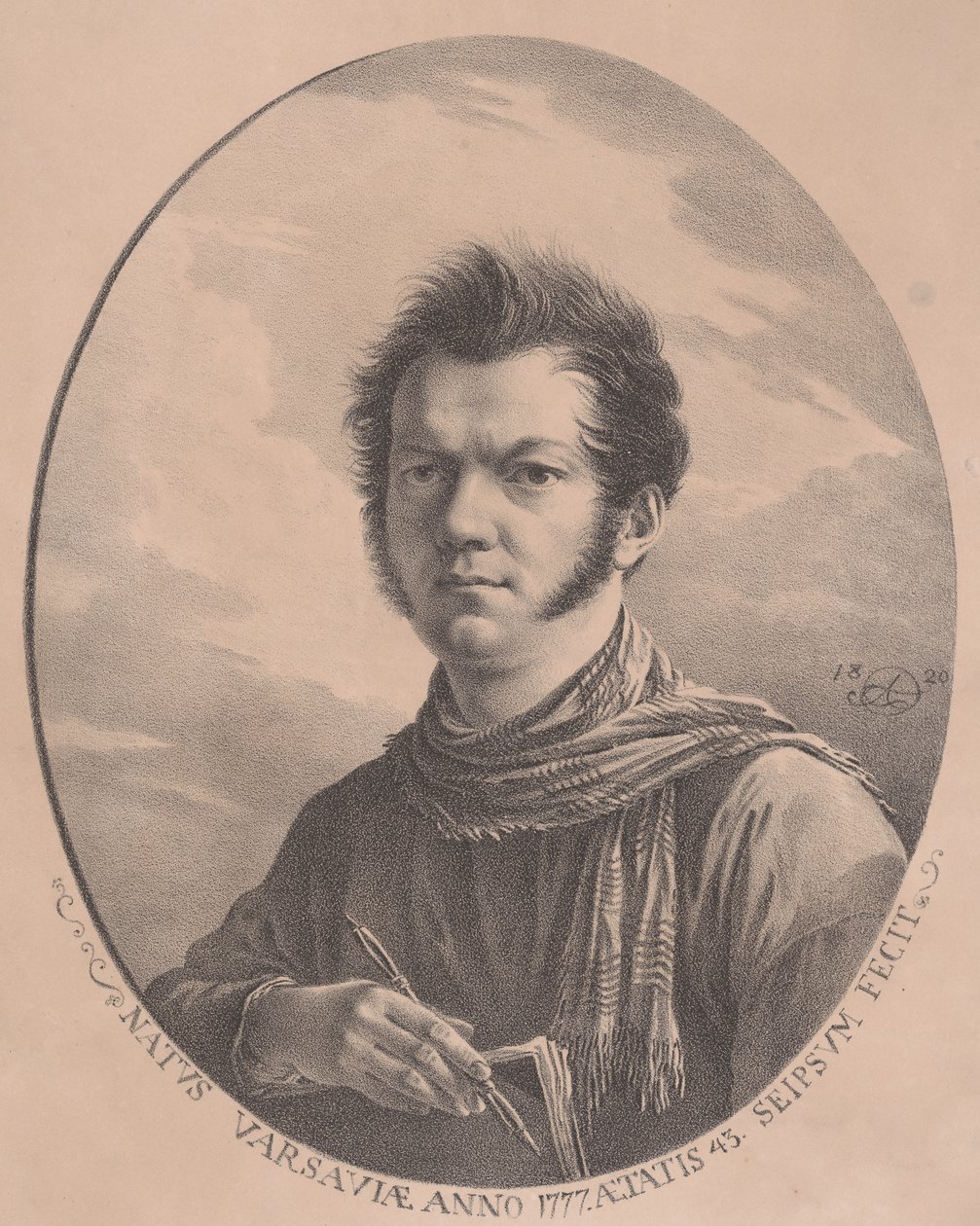 Autoritratto con un album e penna, 1819 da Aleksandr Orlovsky