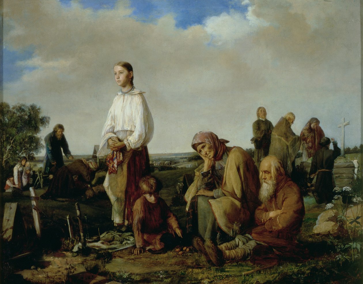 La veglia al cimitero, 1865 da Aleksei Ivanovich Korzukhin