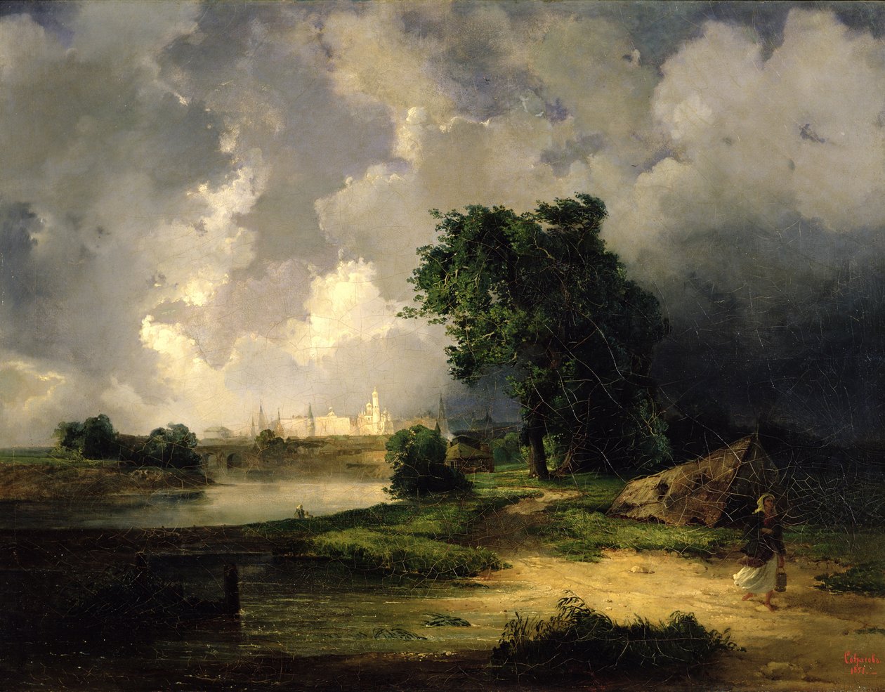 Veduta del Cremlino con maltempo, 1851 da Alexei Kondratjewitsch Sawrassow