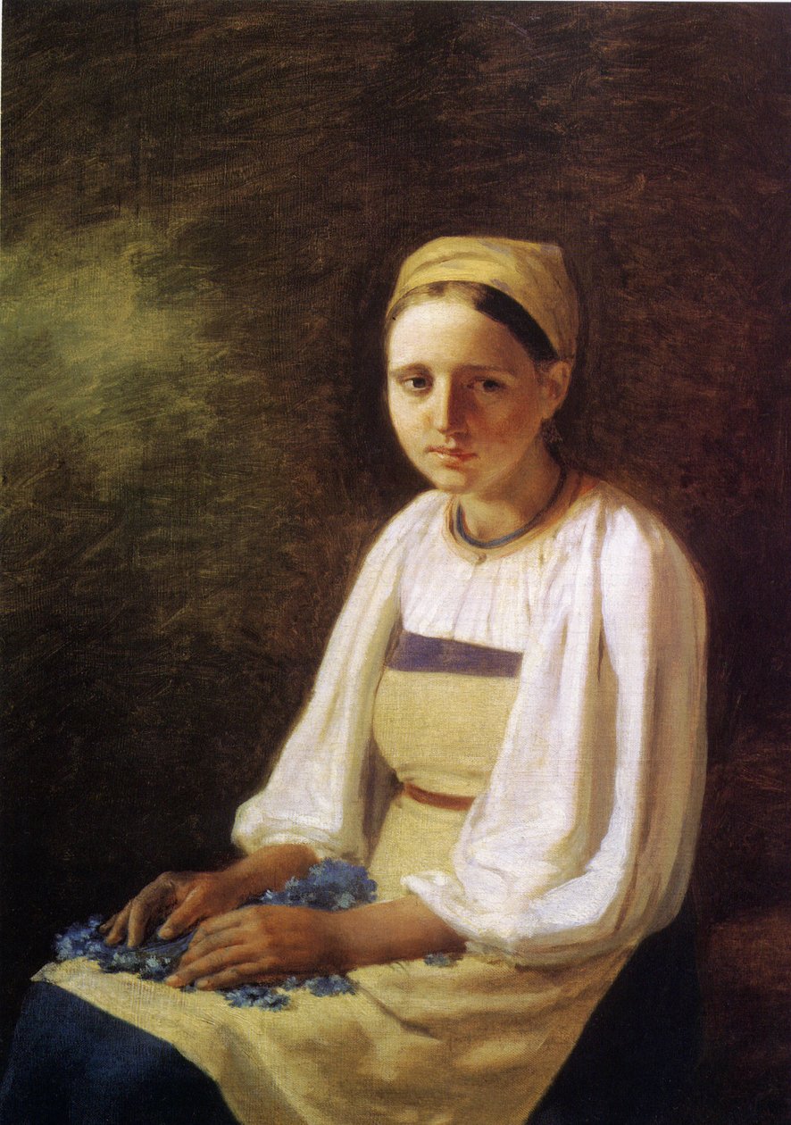 Una contadina con fiordalisi, 1820s da Aleksei Gavrilovich Venetsianov