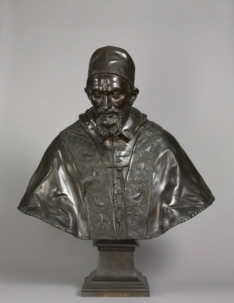 Ritratto di Papa Innocenzo X Pamphili, progettato 1647-1648, fuso 1650-1700 da Alessandro Algardi