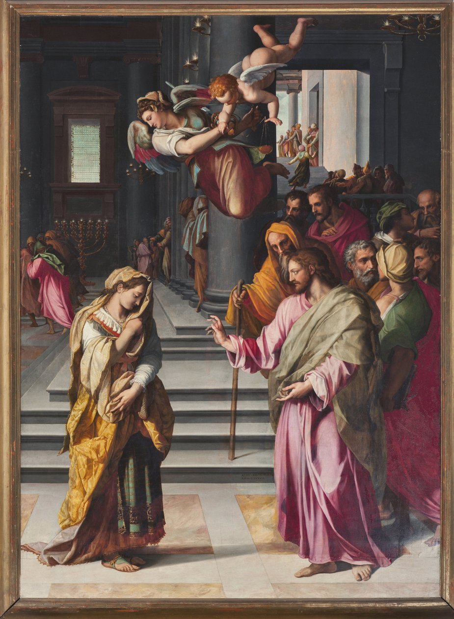 Gesù e la donna sorpresa in adulterio da Alessandro Allori