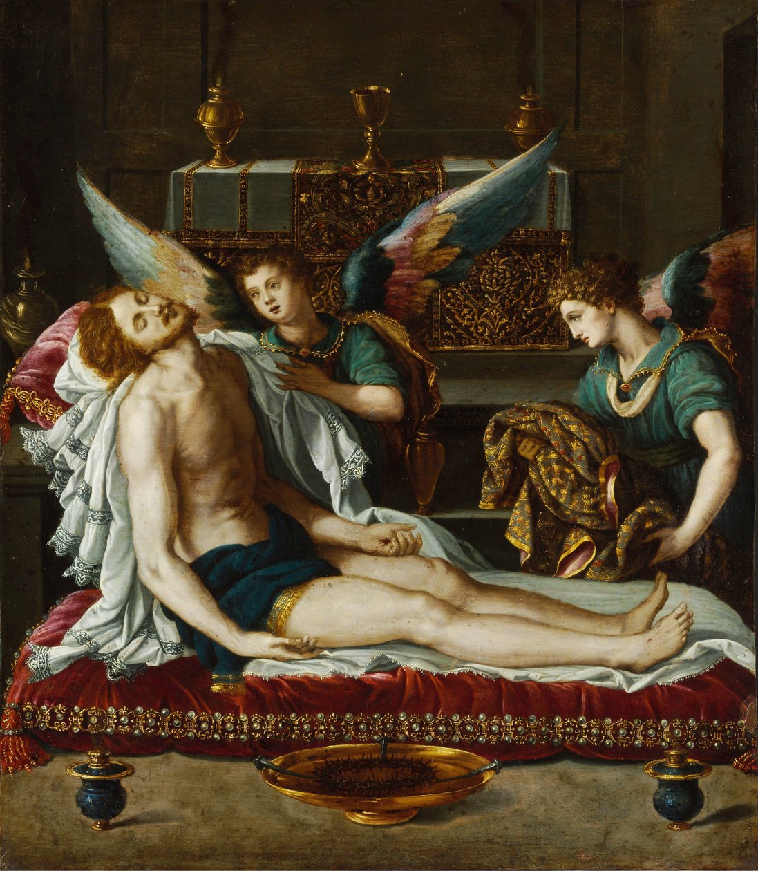 Il corpo di Cristo unto da due angeli da Alessandro Allori