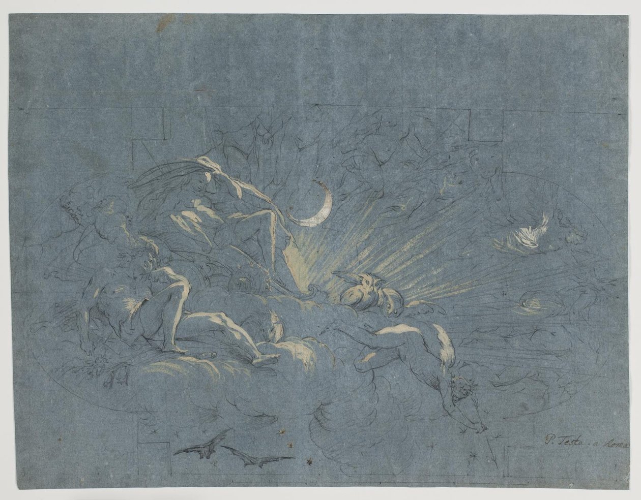 Selene ed Endimione, disegno per un dipinto sul soffitto da Alessandro Gherardini