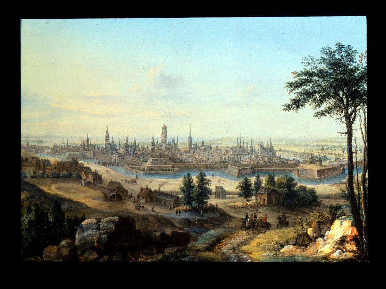 Veduta di Danzica; Capriccio di un Palazzo da Alessandro Greuenbroeck