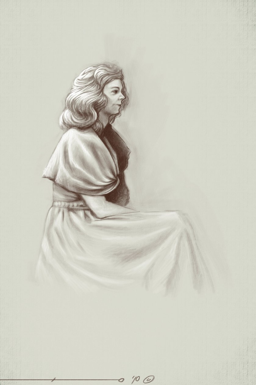 Una giovane donna che vive sotto il primo impero, inizio XIX secolo. Illustrazione di Alessandro Lonati, 2010 da Alessandro Lonati