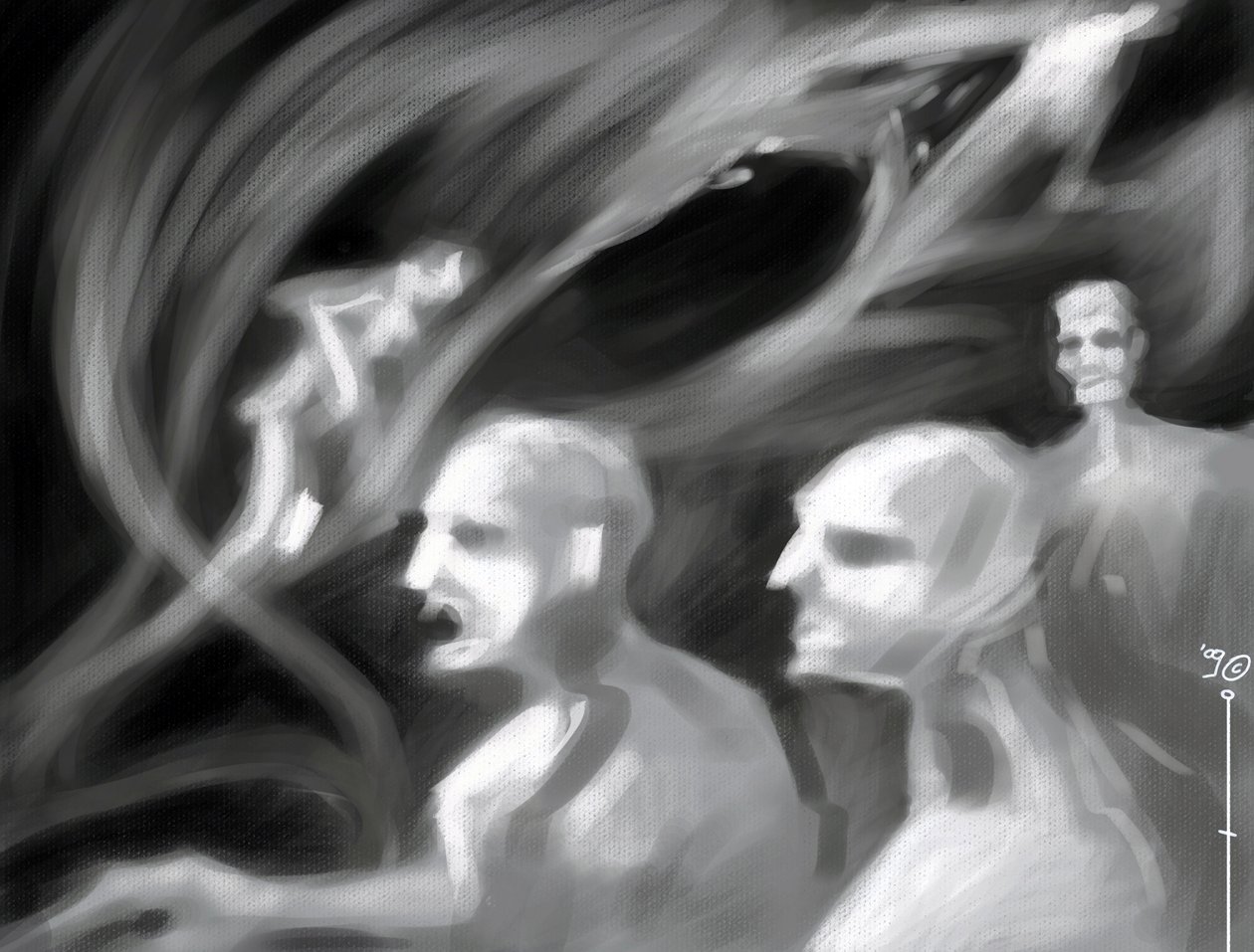 Creature fantastiche: un gruppo di spettri (Disegno di Alessandro Lonati) da Alessandro Lonati