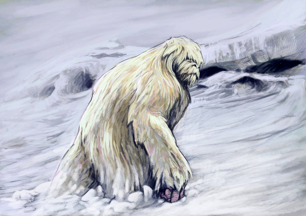 Mostri e creature fantastiche, criptozoologia: rappresentazione di uno yeti o 