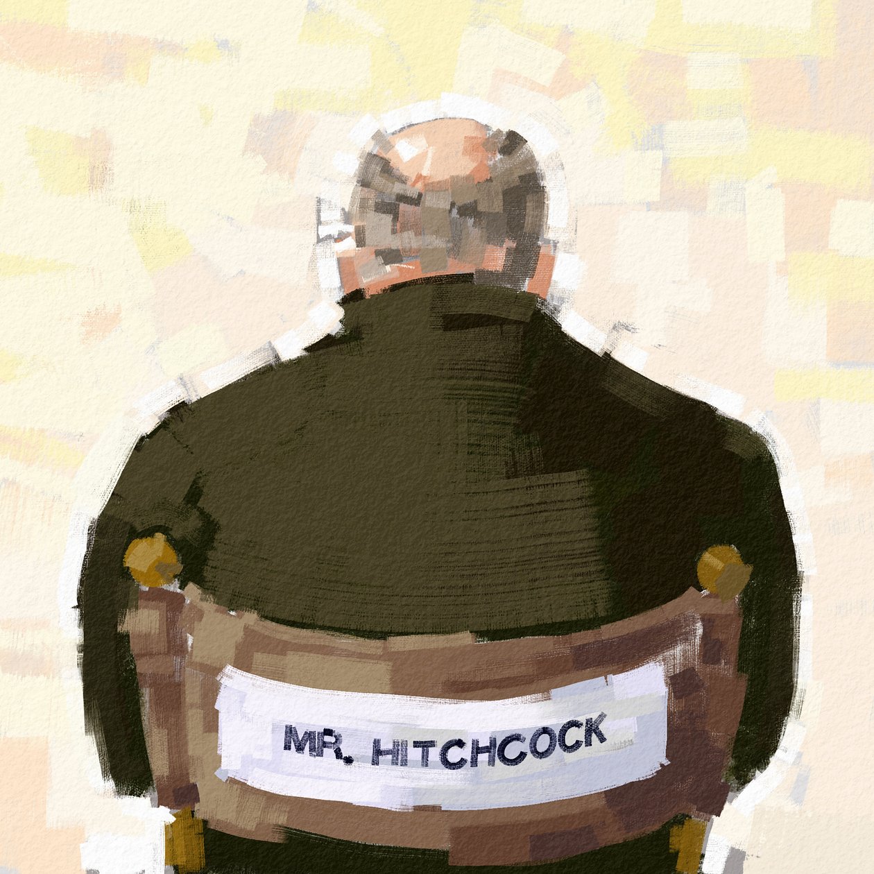 Ritratto del regista Alfred Hitchcock, 2023 (illustrazione) da Alessandro Lonati