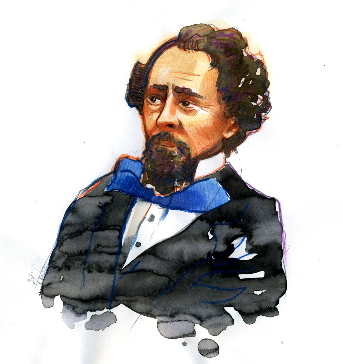 Ritratto di Charles Dickens (1812-1870) Scrittore inglese da Alessandro Lonati