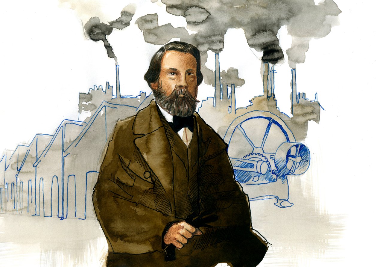 Ritratto di Friedrich Engels (1820-1895), teorico e politico socialista tedesco da Alessandro Lonati