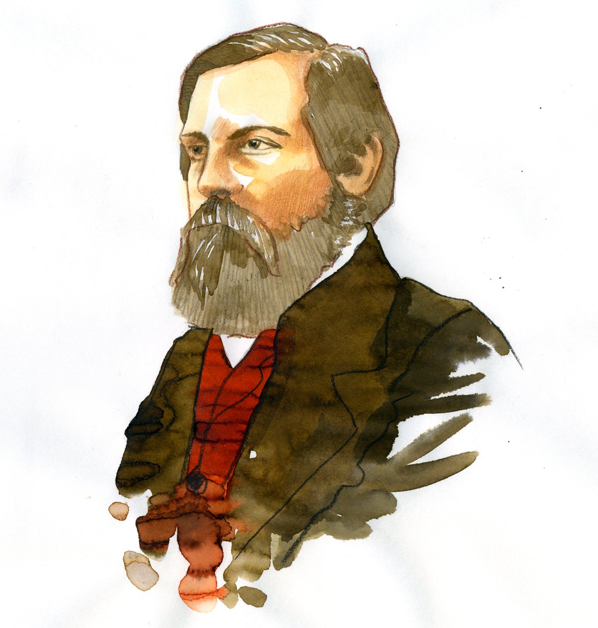 Ritratto di Friedrich Engels (1820-1895), teorico e politico socialista tedesco da Alessandro Lonati