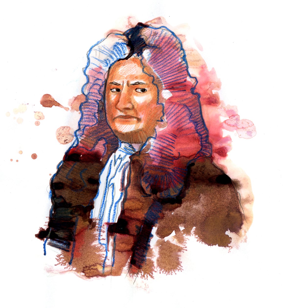 Ritratto di Isaac Newton, filosofo, matematico, fisico, alchimista, astronomo e teologo da Alessandro Lonati