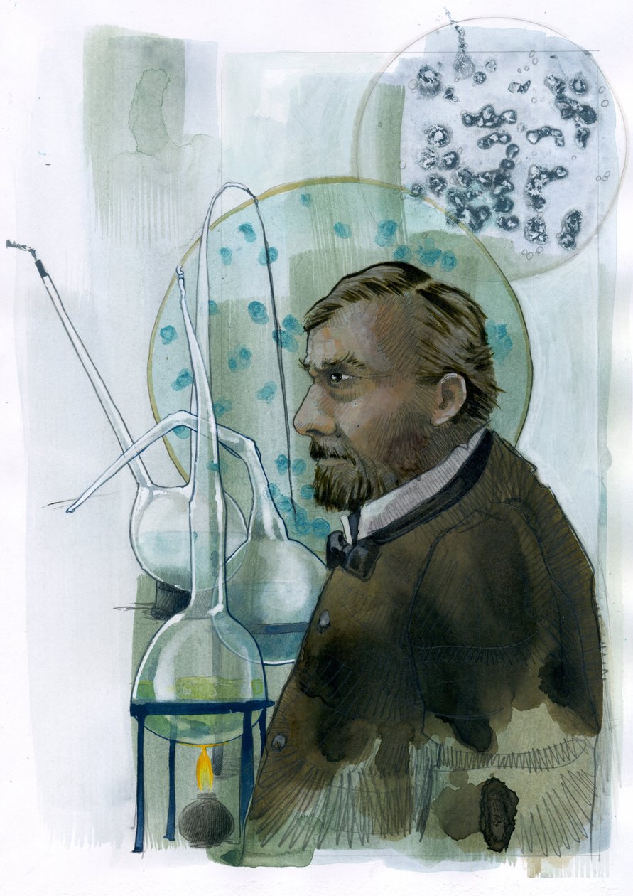Ritratto di Louis Pasteur, scienziato francese Illustrazione di Alessandro Lonati da Alessandro Lonati