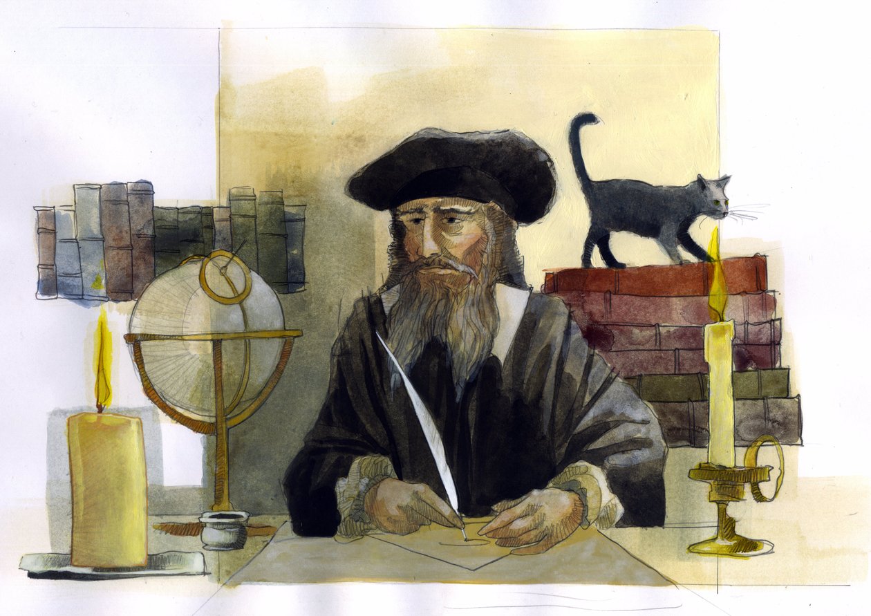 Ritratto di Michel de Notre Dame (Nostradamus) (Illustrazione di Alessandro Lonati) da Alessandro Lonati