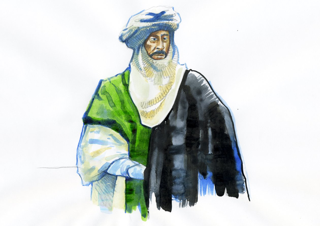 Ritratto di Muawiya I (602-680) Primo califfo omayyade da Alessandro Lonati