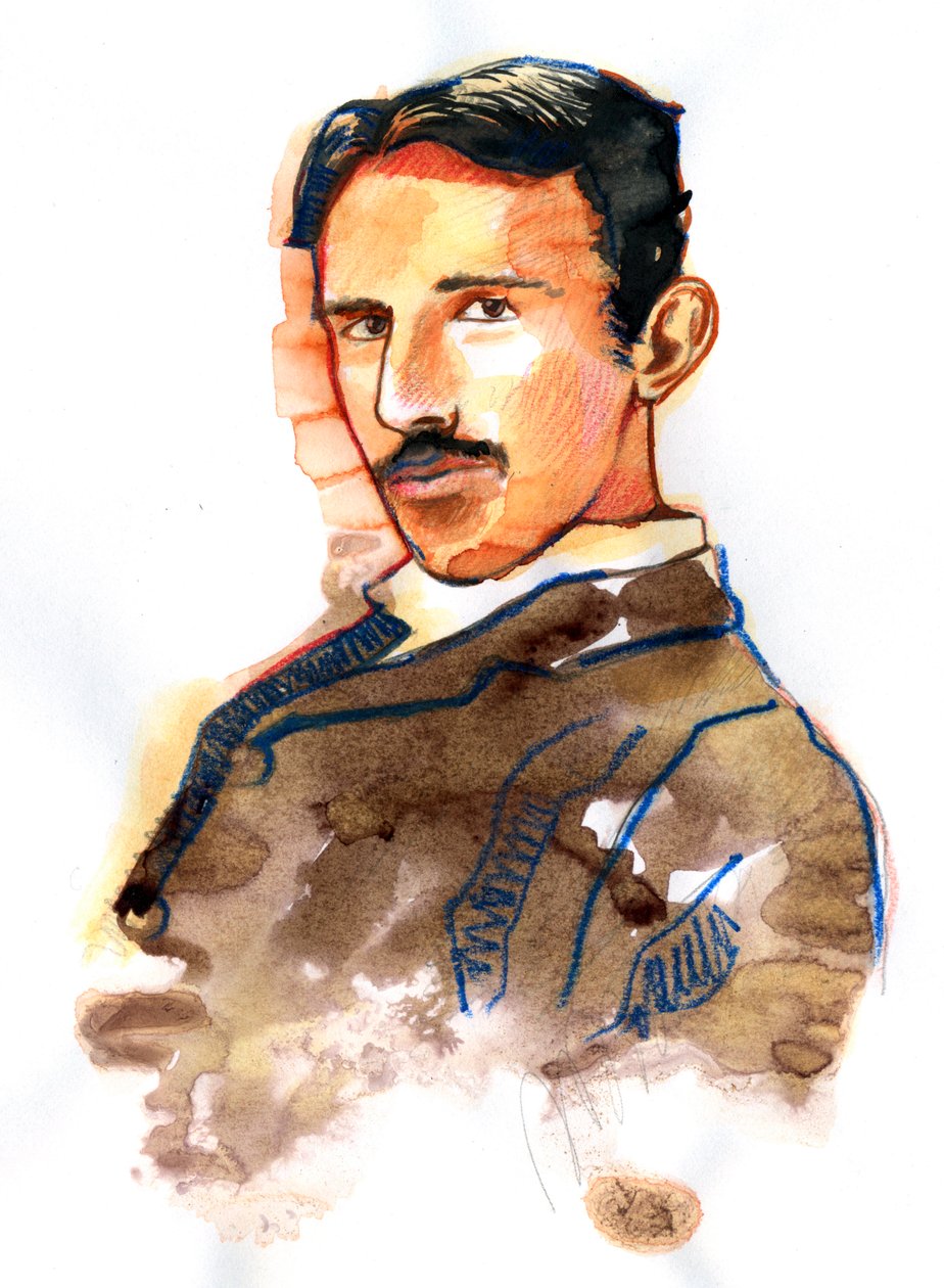 Ritratto di Nikola Tesla da Alessandro Lonati