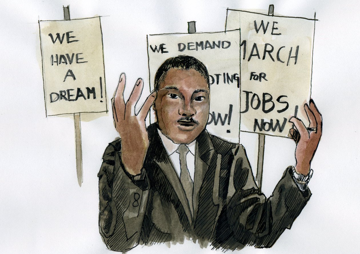 Ritratto del pastore Martin Luther King da Alessandro Lonati