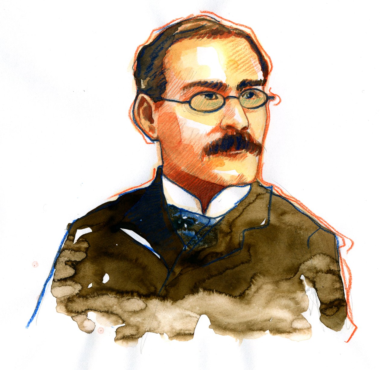 Ritratto di Rudyard Kipling (1865-1936), scrittore inglese da Alessandro Lonati