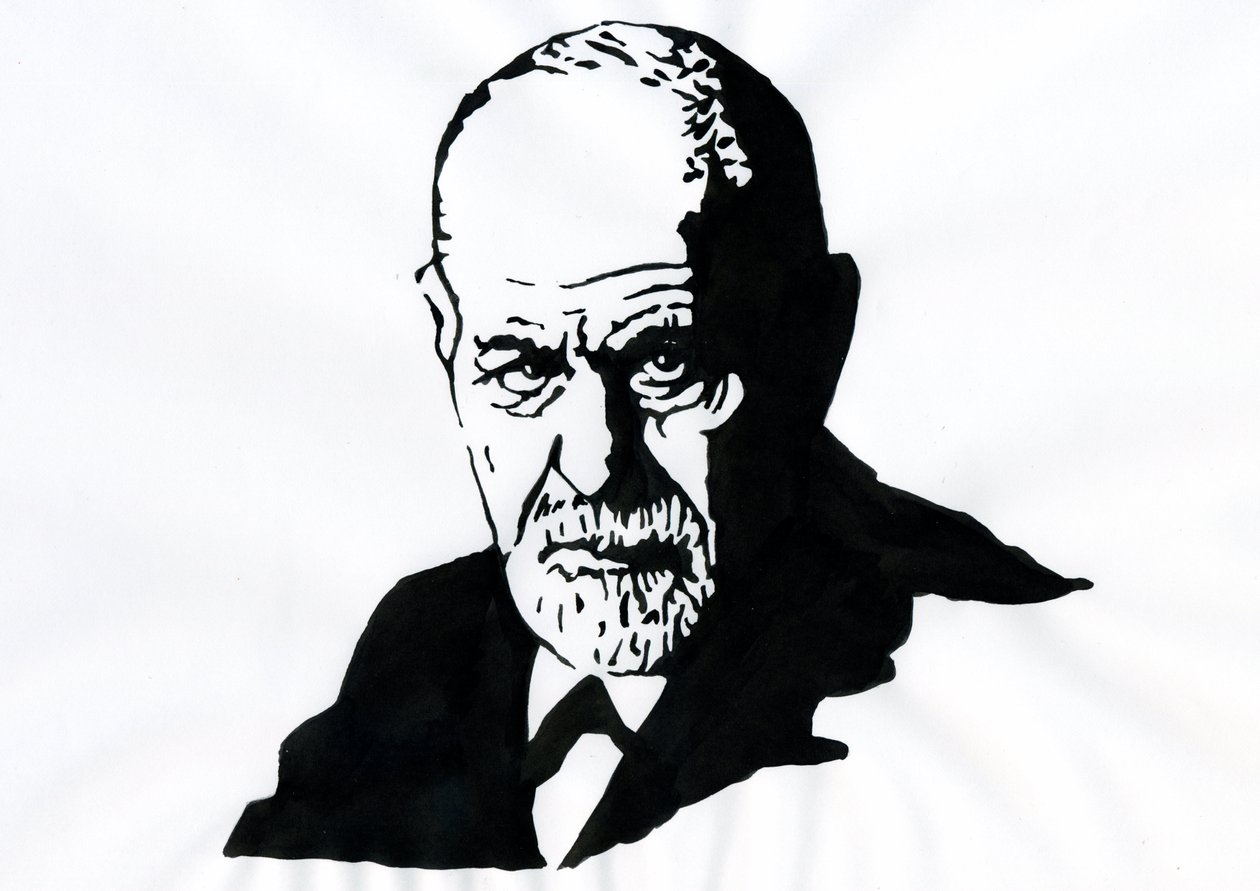 Ritratto di Sigmund Freud (1856-1939), psichiatra austriaco Illustrazione di Alessandro Lonati da Alessandro Lonati