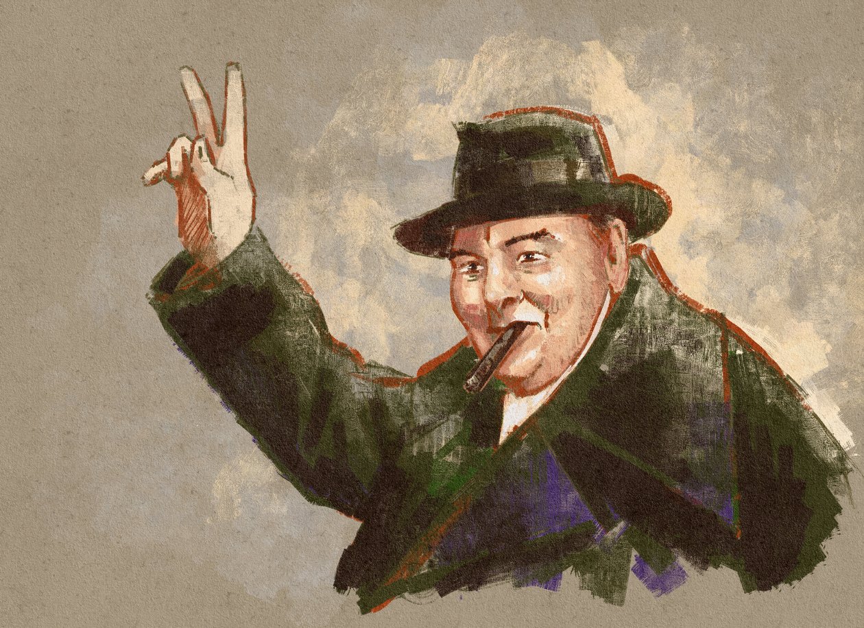 Ritratto di Sir Winston Leonard Spencer Churchill (illustrazione) da Alessandro Lonati