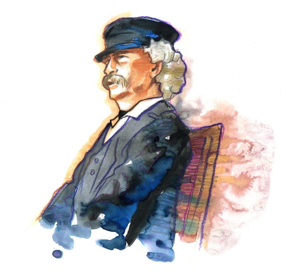 Ritratto dello scrittore americano Mark Twain da Alessandro Lonati