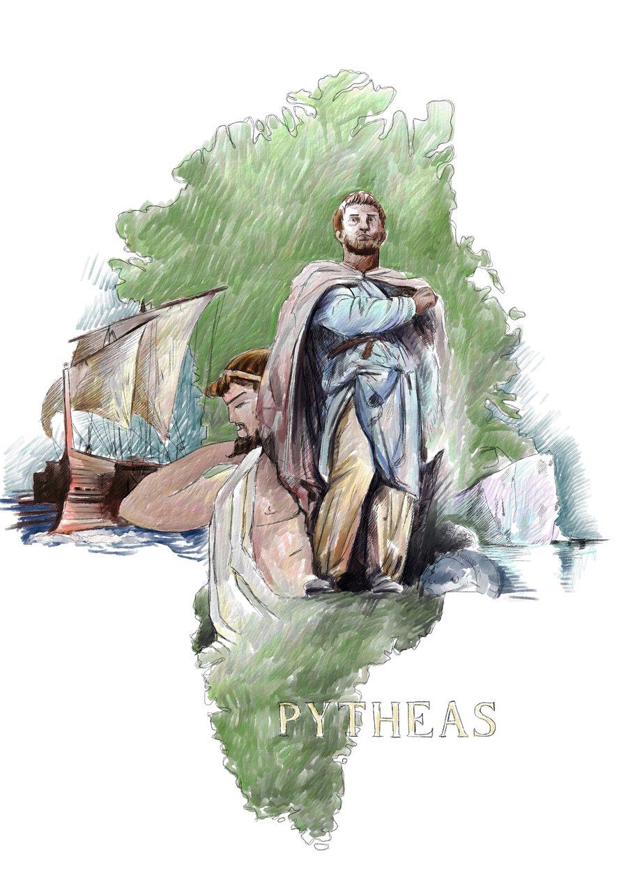 Rappresentazione di Pitea esploratore greco di Massalia, IV secolo a.C. - Illustrazione di Alessandro Lonati da Alessandro Lonati