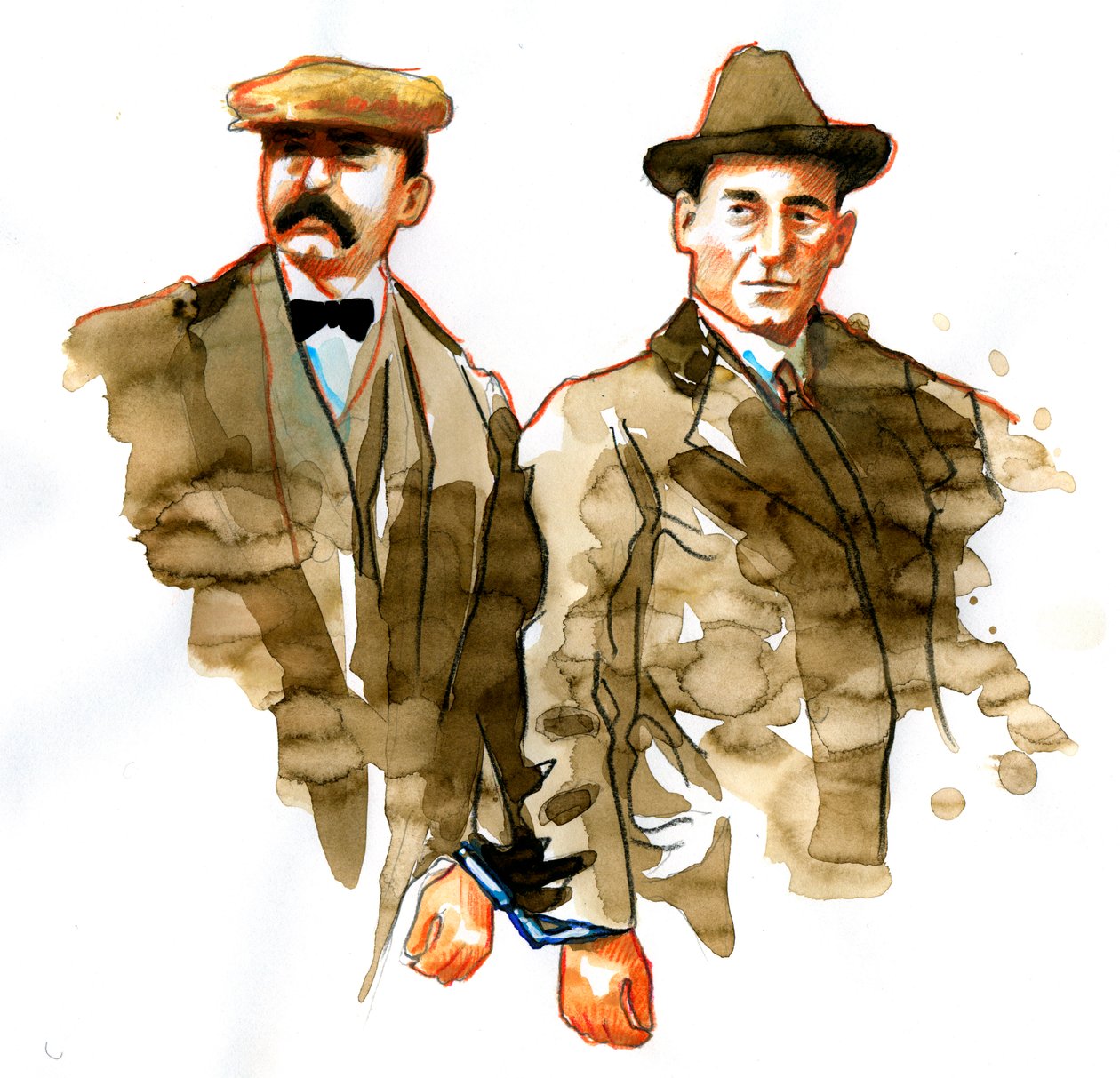 Ritratto degli anarchici italiani Bartolomeo Vanzetti e Nicola Sacco da Alessandro Lonati